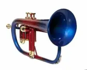 Flugelhorn 3 Valve Blue color Brass Made with mouthpiece and hardcase