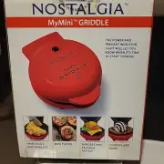 Nostalgia My Mini Red Non-Stick Compact Griddle Pancake Pizza Eggs Omlet Maker