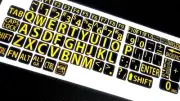 English US LARGE LETTER KEYBOARD STICKERS for Computer or Laptop/YELLOW ON BLACK