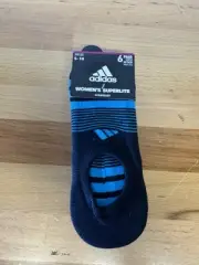 adidas WOMEN 6pk Superlite Striped Super No Show Athletic Socks. Size 5-10