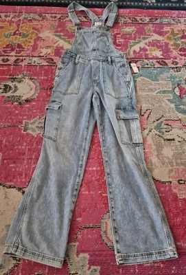 NEW Aerie XS juniors womens denim overalls $88 blue jeans comfy cottagecore