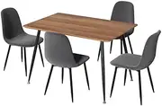1 Artiss Dining Table and 4 Chairs Set Grey Metal