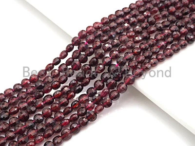 High Quality Natural Garnet CheckerBoard Cut Coin Shape beads, 4mm Turtle Shell