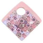 GlassOfVenice Murano Glass Curved Square Millefiori Pendant - Pink