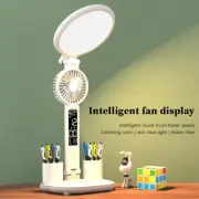 USB Rechargeable LED Desk Lamp with Fan, Foldable Dimmable Night Light, Eye-Cari