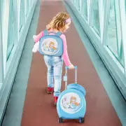 Costway4-Piece Kids Luggage Suitcase Set with 14 Inch Hardside Spinner-Blue