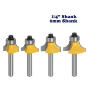 4PC 6mm 1/4" Shank Small Corner Round Router Bit Set Edging Mill Cutter for Wood