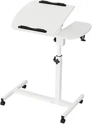 [Artiss] Laptop Table, Adjustable Stand Desk Desktop Computer Standing Study Desks Bed Side Tables Home Office Travel Studio Furniture, Portable 360° Rotating Lockable Caster Wheels White
