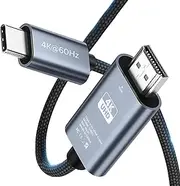 USB C to HDMI Cable 4K@60Hz 2m HDMI to USB C Adapter for Home Office Thunderbolt 4/3 to HDMI Cable Video Adapter Compatible for iPhone 16/15 Pro for MacBook Pro/Air for Surface for XPS for Galaxy etc