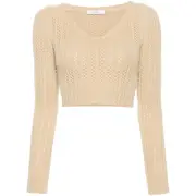 [Max Mara] Max Mara Cropped Open-knit Jumper S BROWN