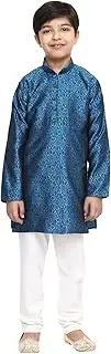 [Sojanya] Designer Silk Kurta for Kids with Floral Motifs and Churidaar Set