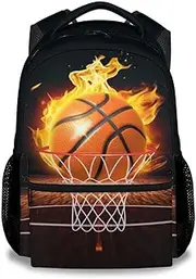 [AIOMXZZ] Basketball School Backpack for Kids, 17 Inch Sports Print Backpacks for Boys Girls, Cool Bookbag for Travel