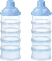 Baby Milk Powder Formula Dispenser, Non-Spill Smart Stackable Baby Feeding Travel Storage Container, BPA Free, 5 Compartments, 2 Pack