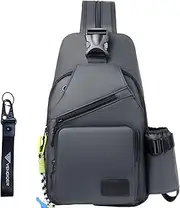 [Vendioer] Convertible Anti-theft USB Port Sling Bag with Bottle Holder, Travel Hidden Zipper Crossbody Chest Shoulder Backpack