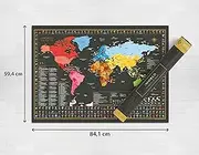 Scratch Off World Map - XLarge Beautiful Wall World Scratch Poster (A1 Size 33.1 x 23.4 in) - Perfect Travel Gift