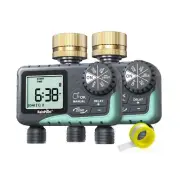 RAINPOINT 2 Zone Sprinkler Timer with Brass Swivel - 2pcs Water Timer for Gar...