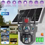 Wireless 1080P WiFi 6MP Dual Lens Solar Security Camera 10XZoom PTZ CCTV Outdoor