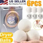 6 Wool Dryer Balls 100% Organic Natural Laundry Fabric Softener Drys Faster 2.5