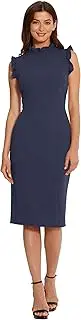 [Maggy London] Women's Ruffle Neck and Armhole Sheath Dress