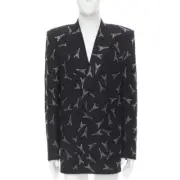 BALENCIAGA Demna 2019 Runway Eiffel Tower crystal Power blazer IT46 S