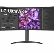 LG 34' IPS QHD 34WQ75C Ultra-Wide QHD Curved 3440x1440 1000R 5ms HDR10 sRGB IPS DP HDMI USB-C 90w PD LAN VESA Tilt