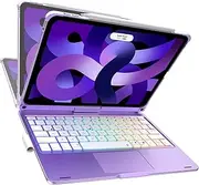 Touch iPad Air 5th/4th Gen 10.9 inch Case with Keyboard, Magic 360°Rotatable & Swivel Bluetooth Keyboard with Trackpad, Rainbow Color Backlit with Pencil Holder for iPad Pro 11 4th/3rd/2nd/1st Gen
