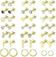 [NEWITIN] Stainless Steel Stud Earrings Hypoallergenic Earrings Ball Earrings for Men and Women,You Can Choose 7 Pairs/14 Pieces/21 Pairs/28 Pairs Ball Studs