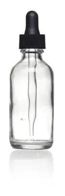 160 Pcs 2 oz [60ml] CLEAR Boston Round Glass Bottles with Child-Resistan Dropper