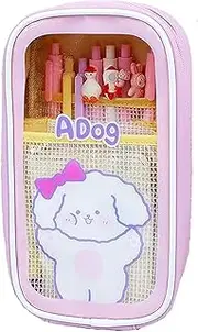 Kawaii Pencil Case Aesthetic Cute Pencil Case,1PC Cute Clear Pencil Pouch,Large Capacity Pencil Case,Kid's Cartoon Stationery Bag, Cute Pencil Case Aesthetic Cute Pencil Case for Teen Girls,Purple