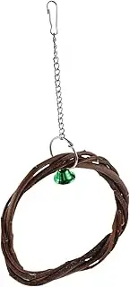Happyyami 1PC Braided Swing Ring Rattan Parrot Stand Frame Durable Pet Bite for Birds for Chewing and Climbing Fun Random Color