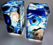 Blue Agate Stone Lamp, Dining Area Modern Geode Lamp, Christmas Gifts For Her