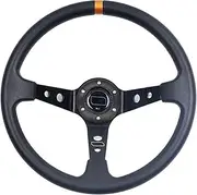 Universal 14 inch 350mm Suede/PVC/PU Car Aluminum Racing Steering wheels Deep Corn Drifting Sport Auto Steering Wheel With Logo(PU)