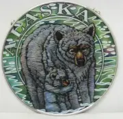 Amia Alaska Bear Cub Hand-Painted Glass Suncatcher, 4-1/2" 7581