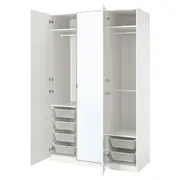 PAX / FARDAL/ÅHEIM wardrobe combination, white/high-gloss/white mirror glass, 150x60x236 cm
