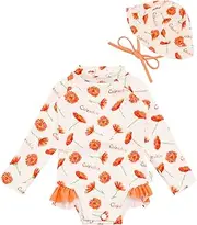 [babygoal] Baby Girls Long Sleeve One Piece Rash Guard Swimsuit with Zipper, UPF 50+ Sun Protection, Daisy, 12-18 Months