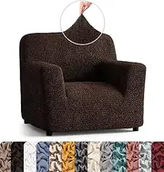 [PAULATO BY GA.I.CO.] Couch Cover - Sofa Cover - Sofa Slipcover - Furniture Cover - Couch Slipcover - Two-Way Stretch Furniture Slipcover - Made in Italy - Microfibra Collection, Fabric, Dark Brown, Chair