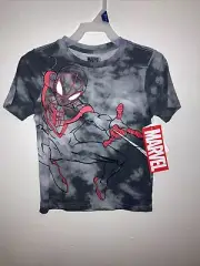 Boys Size XS 4/5 Marvel Spiderman Cloudy Gray Tye Dye Boys Shirt