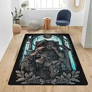 Viking Area Rug, Norse Mythology Print Rug, Odin's Symbol Runic Rug, Nordic Living Room, Kitchen & Bathroom Carpet(Color:Odin A2,Size:150 x 240CM)