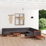 Patio Furniture Sets 12 Piece Garden Lounge Set with Cushions Solid Acacia Wood