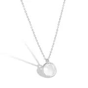 ANYCO Necklace 925 Silver for Women Plain Coin Shape Pendant Silver Color Platting Jewelry