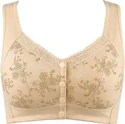 [Generic] Padded Sports Bra Women's Comfortable Large Size Front Open Button Middle and Old Age Gathering No Steel Ring Comfortable and Breathable Bra One Shoulder Sports Bras for Women