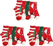 Kisangel 3sets Warm Christmas Socks for Boys Cotton Cartoon Stockings 1-3 Year Old Flexible Ankle and Comfortable Sock Body 5pairs*3