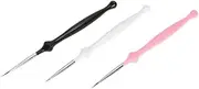 OSOLADY 3pcs Nail Art Brush Fine Detail Tool for DIY Nail Design Black White Pink for Drawing Lines Patterns and Flowers for Home Professional Use