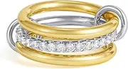 [sloong] Gold Stackable Rings for Women Non Tarnish, Dainty 18K Gold Plated Cubic Zirconia Rings, Silver Rose Gold Rings Set, Multi Ring Mixed Metals Stackable Ring Set for Women