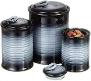 [Nihow] Ceramic Food Storage Jar Sets: Container with Air Tight Ceramic Lid for Flour/Sugar/Rice/Coffee/Cookies/Candy - Seal Damp-proof Canister for The Kitchen - Set of 3 （Gray）