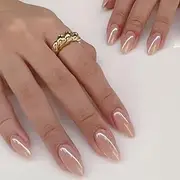 Modelones 32Pcs Pearl Chrome Press on Nails Almond, Upgrade Short Almond Fake Nails, Reusable Nail Kit with Nail Glue Adhesive Tabs Mini Nail File, Nails Press Ons 16 Sizes