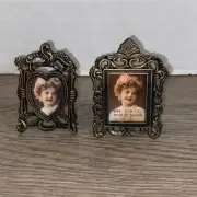 Set of 2 Vintage Mini Pewter Silver Picture Frames Made In Taiwan