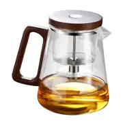 Heat Resistant Glass Teapot With Infuser Flower/Green Tea Pot Wooden Handle