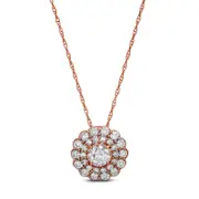 0.75 CT. T.W. Natural Diamond Flower Frame Pendant in 14K Rose Gold