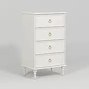 GUAWJRZDP Chest of Drawers, Retro Storage Cabinet, Drawer Chest, Multiple Drawer Storage, Drawers Organizer Storage, Hollow Handle, for Bedroom Living Room, Closet(White,4-Drawer)